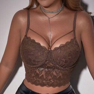 6️⃣5️⃣5️⃣ Elegant Lace Bralette in Brown